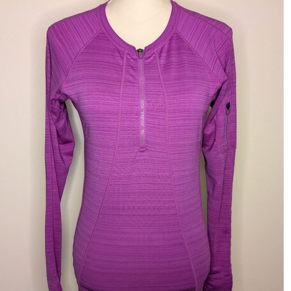 Athleta Purple Textured Long Sleeve Half Zip Pullover Athletic Top